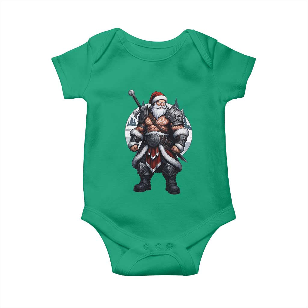 Epic Viking Santa Christmas Baby Onesie Barbarian Style Holiday Warrior Claus TS02 Irish Green Print Your Wear