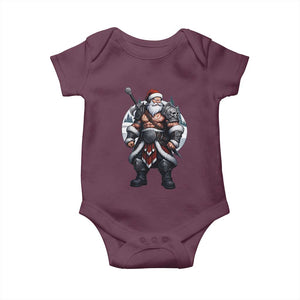 Epic Viking Santa Christmas Baby Onesie Barbarian Style Holiday Warrior Claus TS02 Maroon Print Your Wear