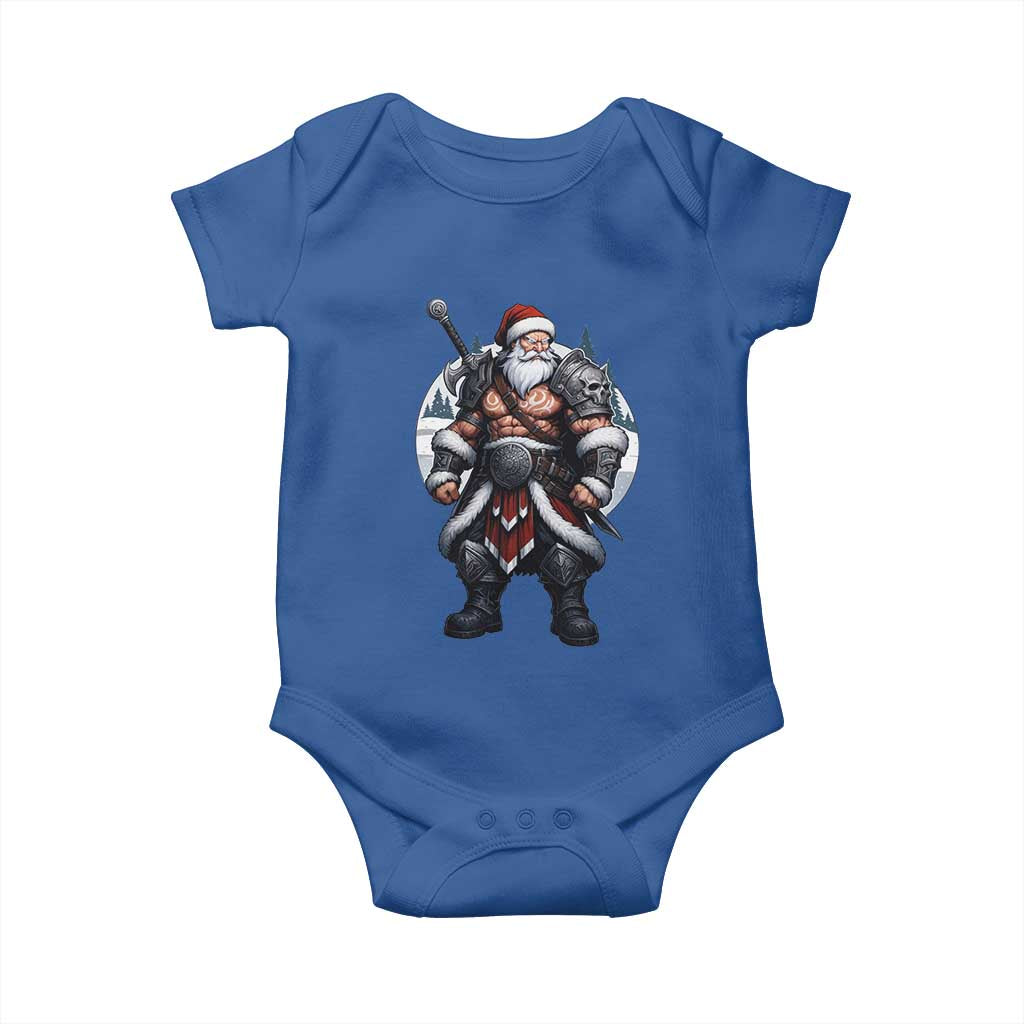 Epic Viking Santa Christmas Baby Onesie Barbarian Style Holiday Warrior Claus TS02 Royal Blue Print Your Wear