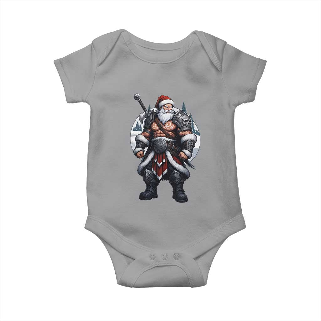 Epic Viking Santa Christmas Baby Onesie Barbarian Style Holiday Warrior Claus TS02 Sport Gray Print Your Wear