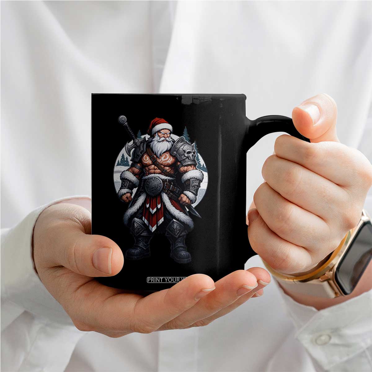 Epic Viking Santa Christmas Coffee Mug Barbarian Style Holiday Warrior Claus TS02 Print Your Wear