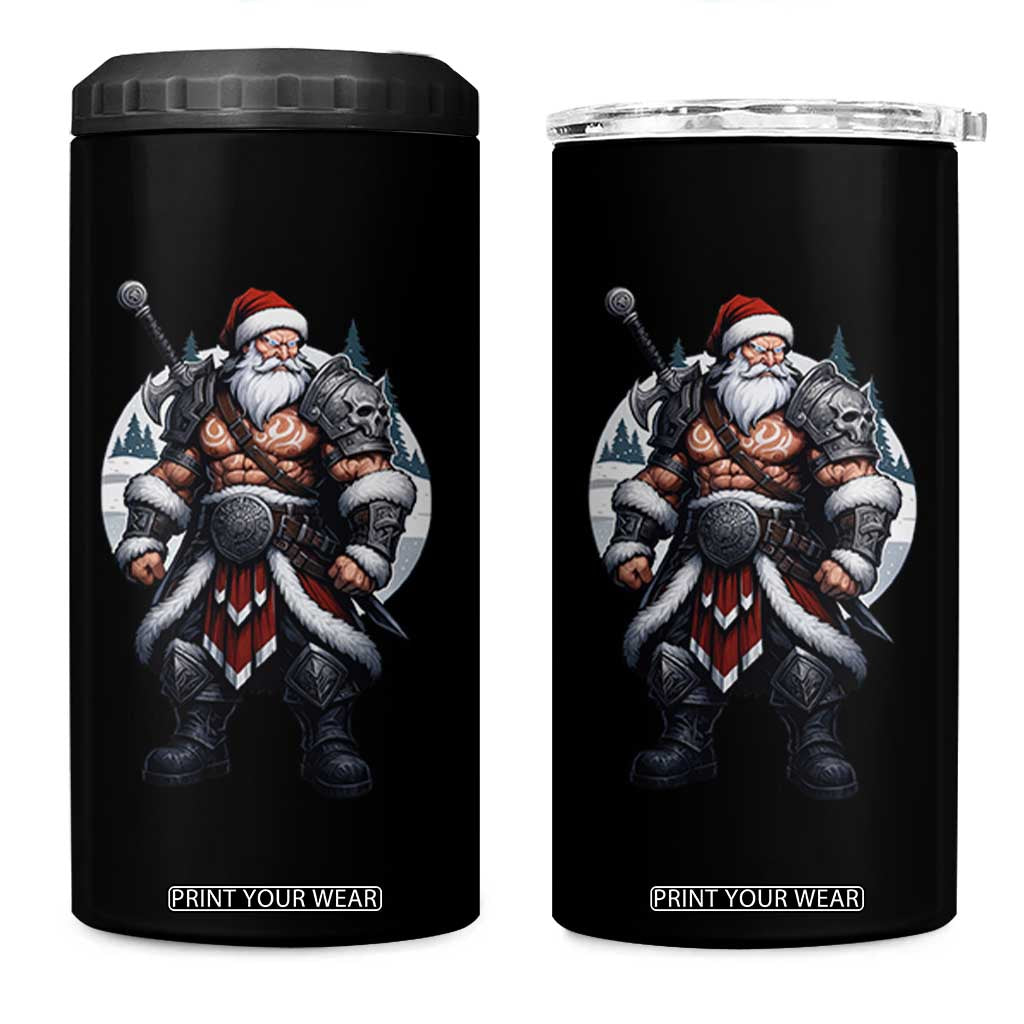 Epic Viking Santa Christmas 4 in 1 Can Cooler Tumbler Barbarian Style Holiday Warrior Claus TS02 One Size: 16 oz Black Print Your Wear