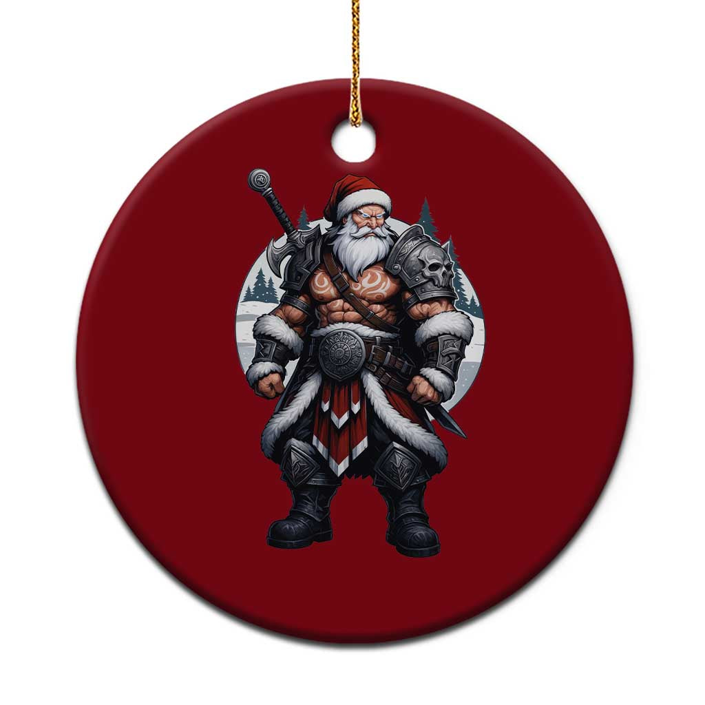 Epic Viking Santa Christmas Ceramic Ornament Barbarian Style Holiday Warrior Claus TS02 1pc Red Print Your Wear