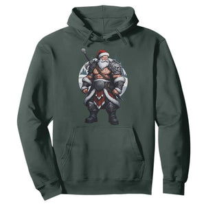 Epic Viking Santa Christmas Hoodie Barbarian Style Holiday Warrior Claus TS02 Dark Forest Green Print Your Wear