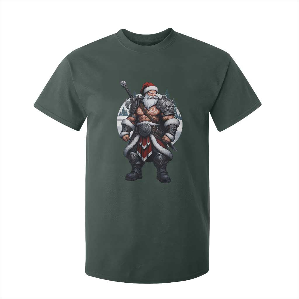 Epic Viking Santa Christmas T Shirt For Kid Barbarian Style Holiday Warrior Claus TS02 Dark Forest Green Print Your Wear