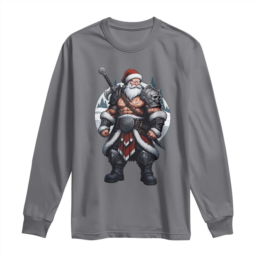 Epic Viking Santa Christmas Long Sleeve Shirt Barbarian Style Holiday Warrior Claus TS02 Charcoal Print Your Wear