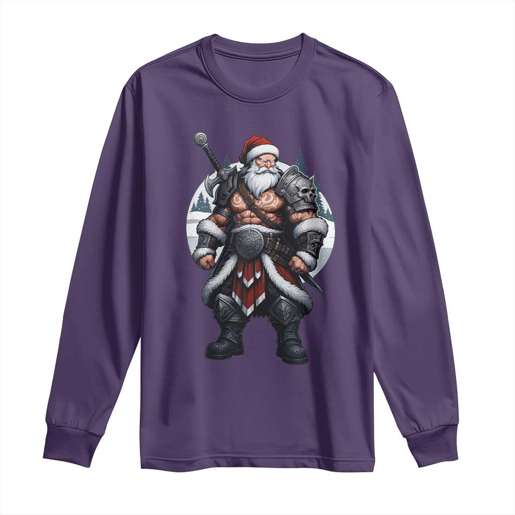 Epic Viking Santa Christmas Long Sleeve Shirt Barbarian Style Holiday Warrior Claus TS02 Purple Print Your Wear