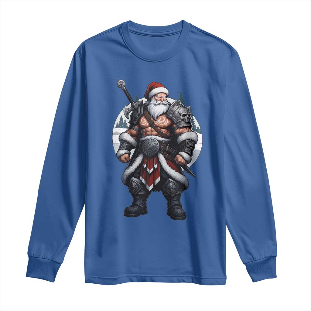 Epic Viking Santa Christmas Long Sleeve Shirt Barbarian Style Holiday Warrior Claus TS02 Royal Blue Print Your Wear