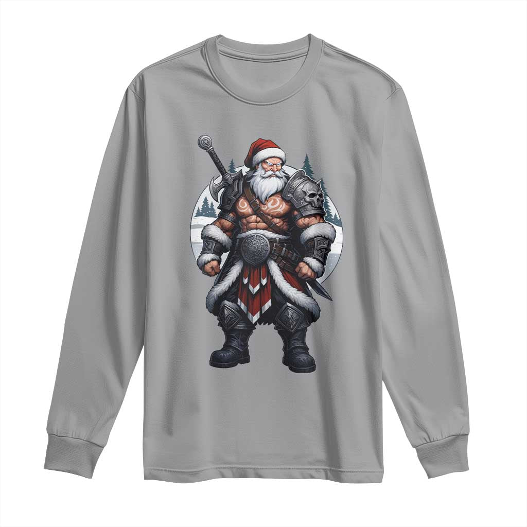 Epic Viking Santa Christmas Long Sleeve Shirt Barbarian Style Holiday Warrior Claus TS02 Sport Gray Print Your Wear