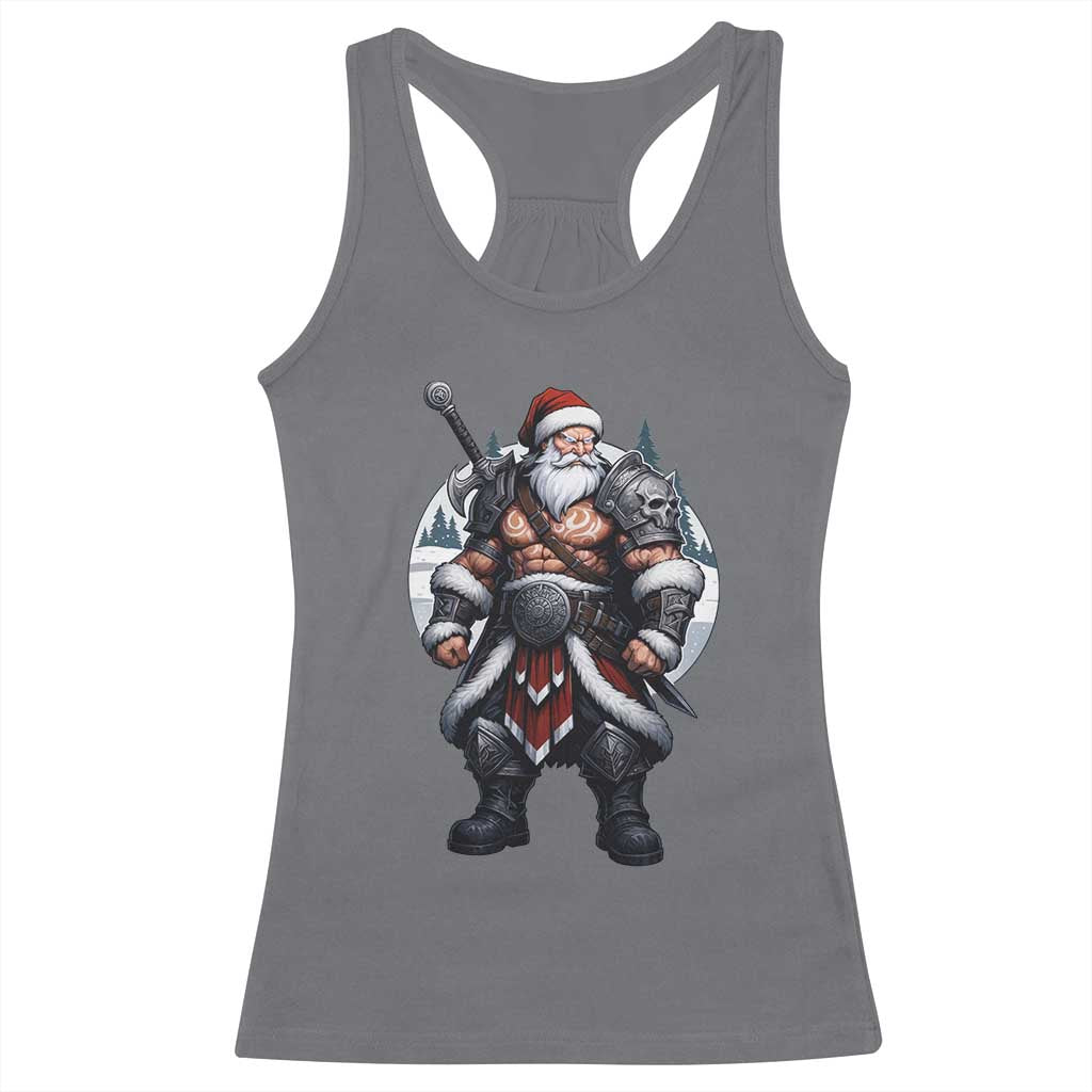 Epic Viking Santa Christmas Racerback Tank Top Barbarian Style Holiday Warrior Claus TS02 Charcoal Print Your Wear