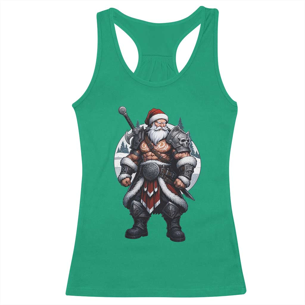 Epic Viking Santa Christmas Racerback Tank Top Barbarian Style Holiday Warrior Claus TS02 Irish Green Print Your Wear