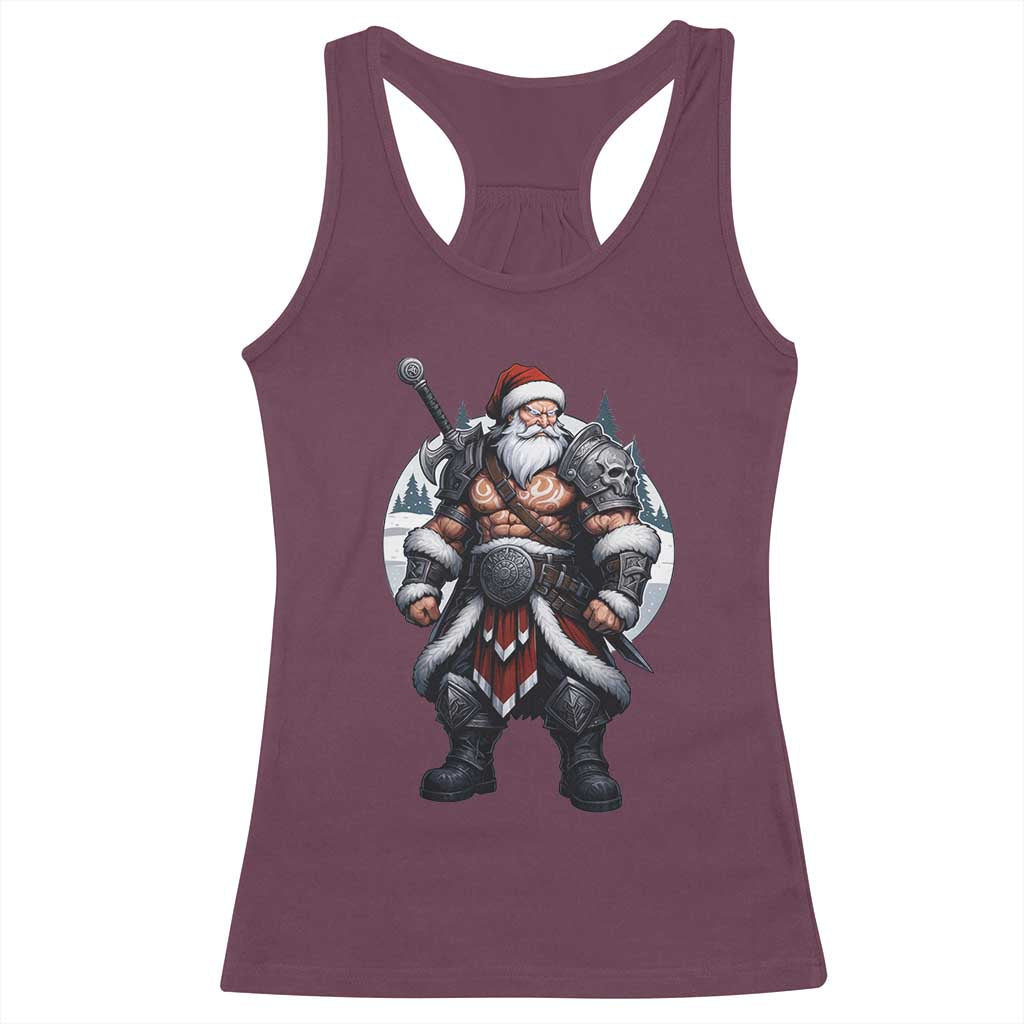 Epic Viking Santa Christmas Racerback Tank Top Barbarian Style Holiday Warrior Claus TS02 Maroon Print Your Wear