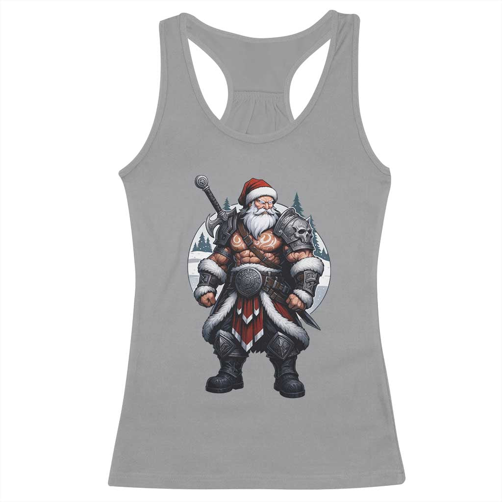 Epic Viking Santa Christmas Racerback Tank Top Barbarian Style Holiday Warrior Claus TS02 Sport Gray Print Your Wear