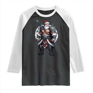 Epic Viking Santa Christmas Raglan Shirt Barbarian Style Holiday Warrior Claus TS02 Black White Print Your Wear