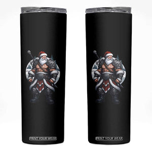 Epic Viking Santa Christmas Skinny Tumbler Barbarian Style Holiday Warrior Claus TS02 Black Print Your Wear