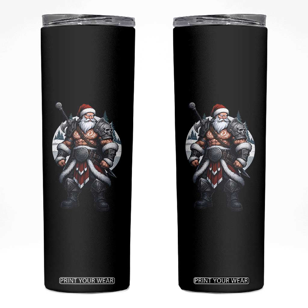 Epic Viking Santa Christmas Skinny Tumbler Barbarian Style Holiday Warrior Claus TS02 Black Print Your Wear
