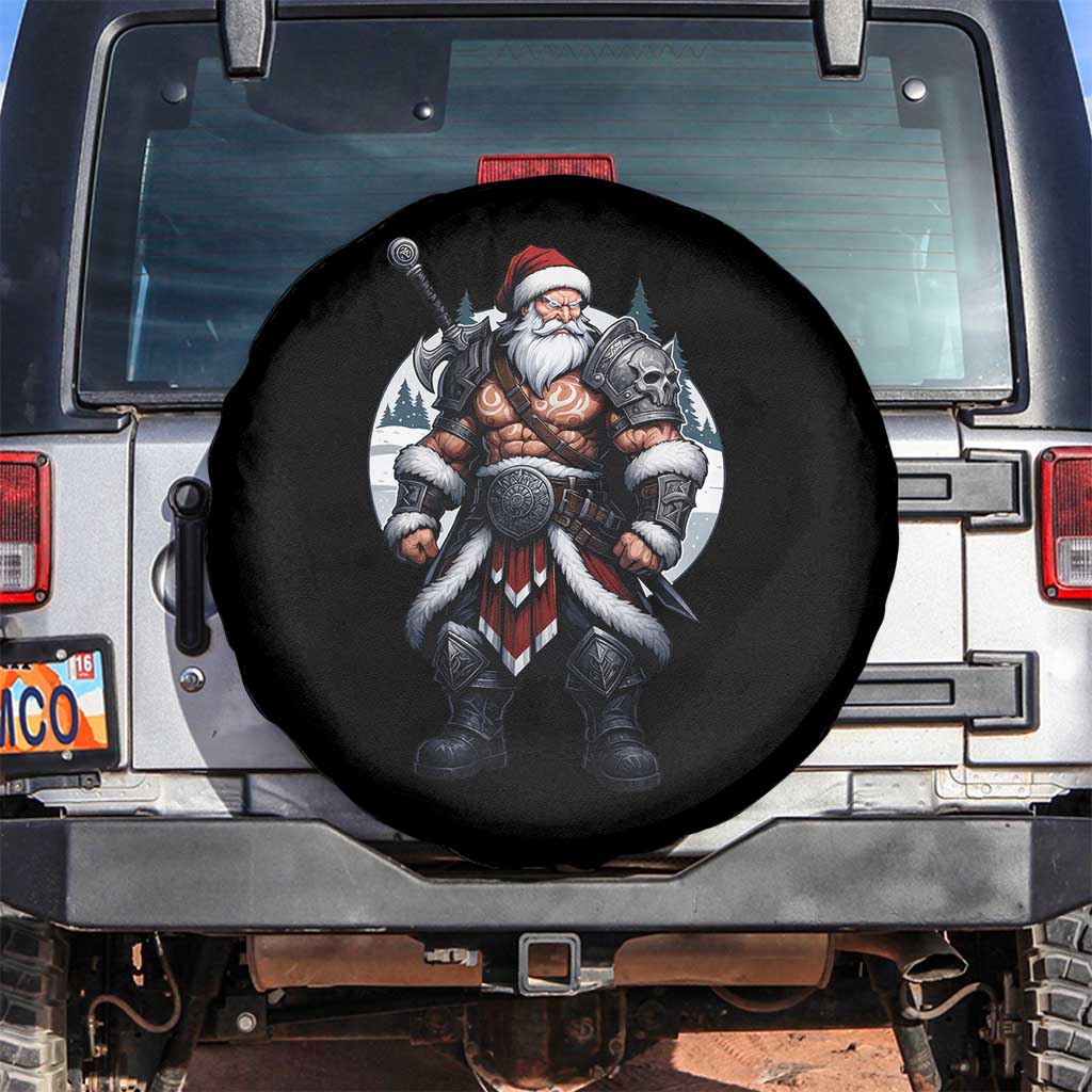 Epic Viking Santa Christmas Spare Tire Cover Barbarian Style Holiday Warrior Claus TS02 No hole Black Print Your Wear