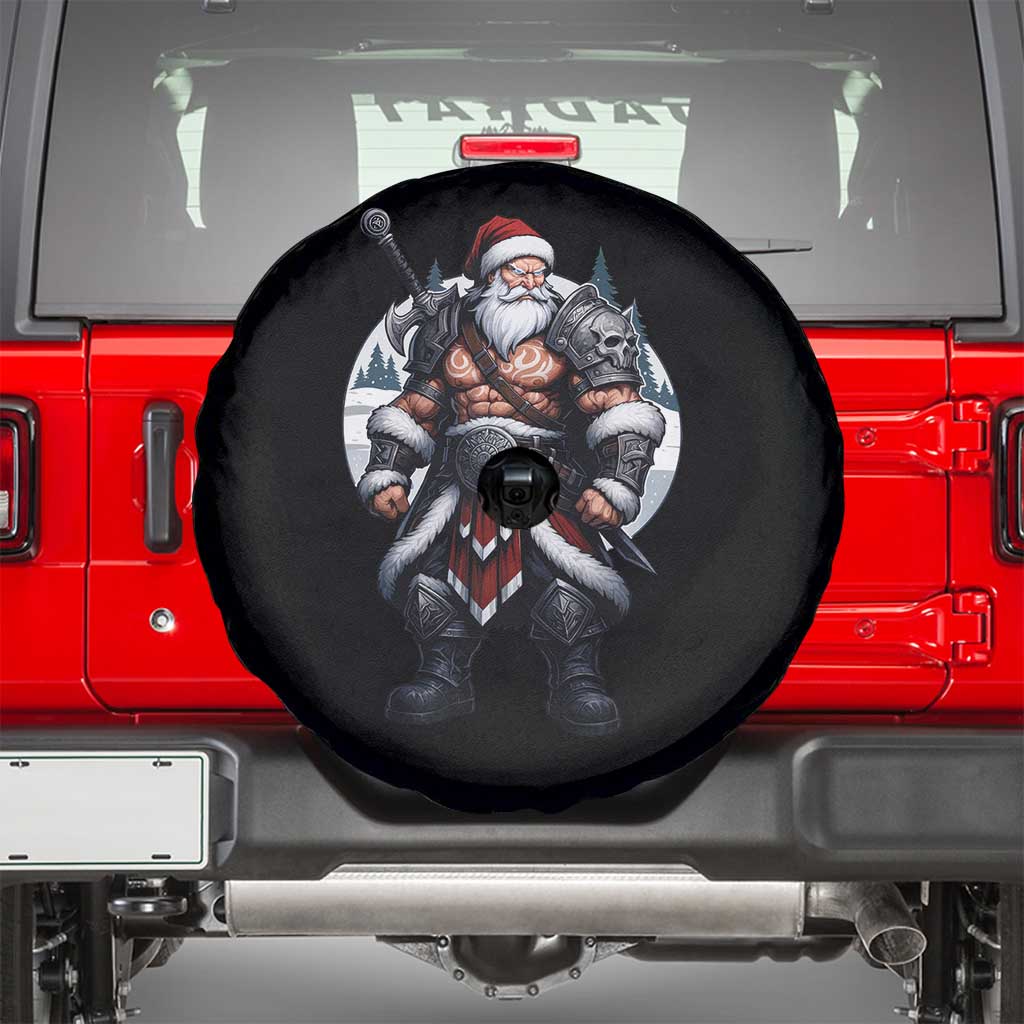 Epic Viking Santa Christmas Spare Tire Cover Barbarian Style Holiday Warrior Claus TS02 Black Print Your Wear