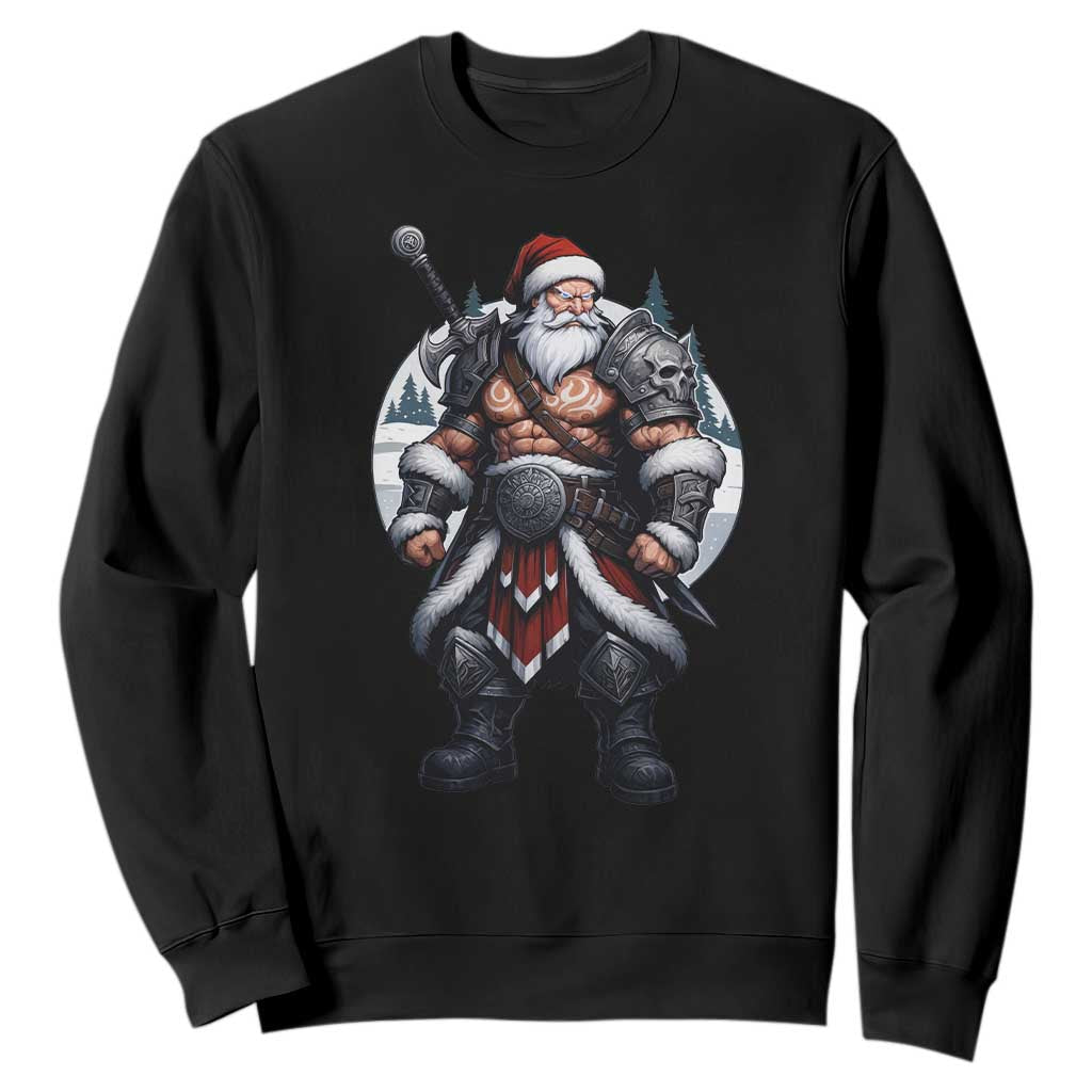 Epic Viking Santa Christmas Sweatshirt Barbarian Style Holiday Warrior Claus TS02 Black Print Your Wear