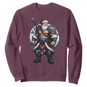 Epic Viking Santa Christmas Sweatshirt Barbarian Style Holiday Warrior Claus TS02 Maroon Print Your Wear