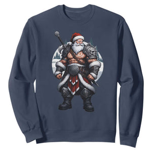 Epic Viking Santa Christmas Sweatshirt Barbarian Style Holiday Warrior Claus TS02 Navy Print Your Wear