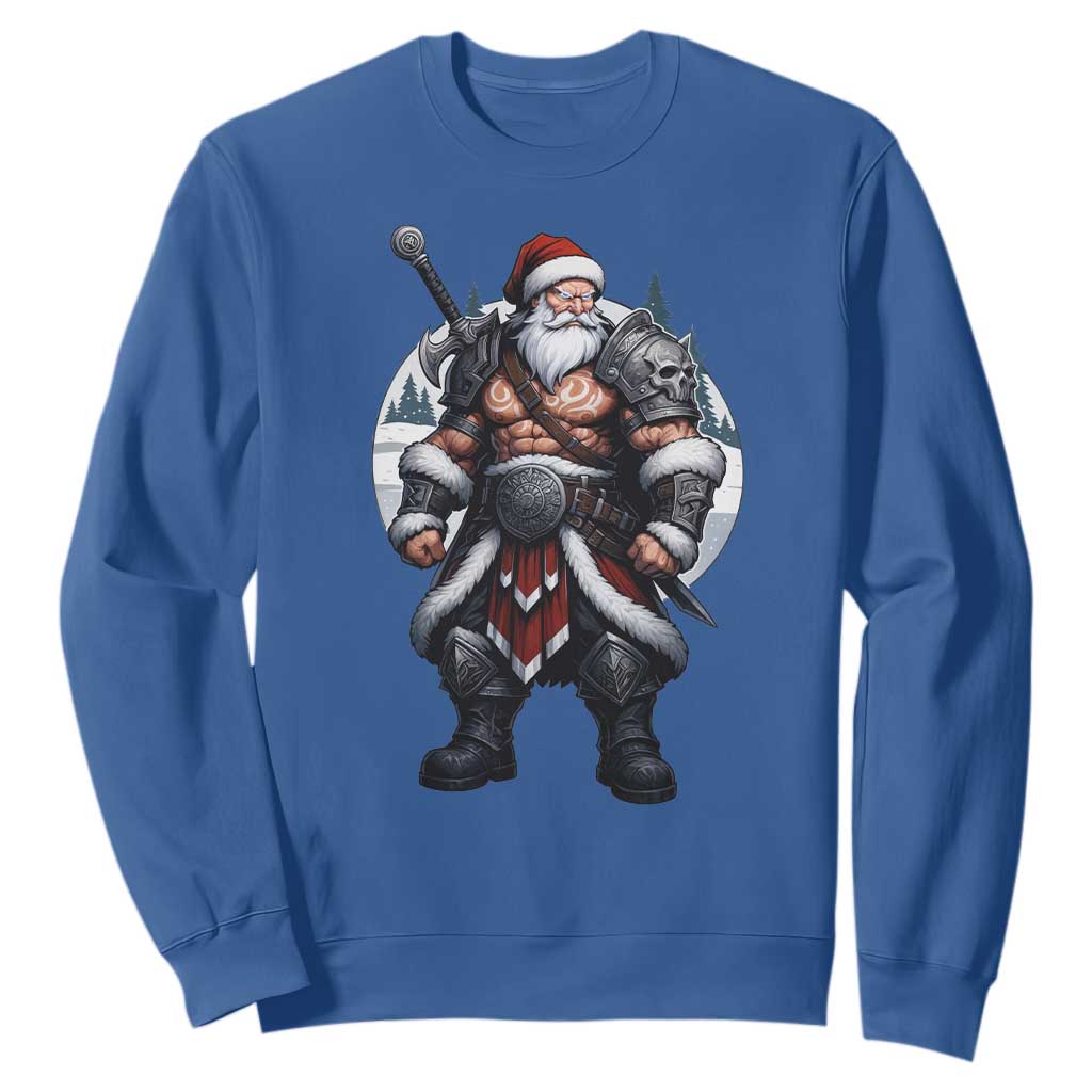 Epic Viking Santa Christmas Sweatshirt Barbarian Style Holiday Warrior Claus TS02 Royal Blue Print Your Wear