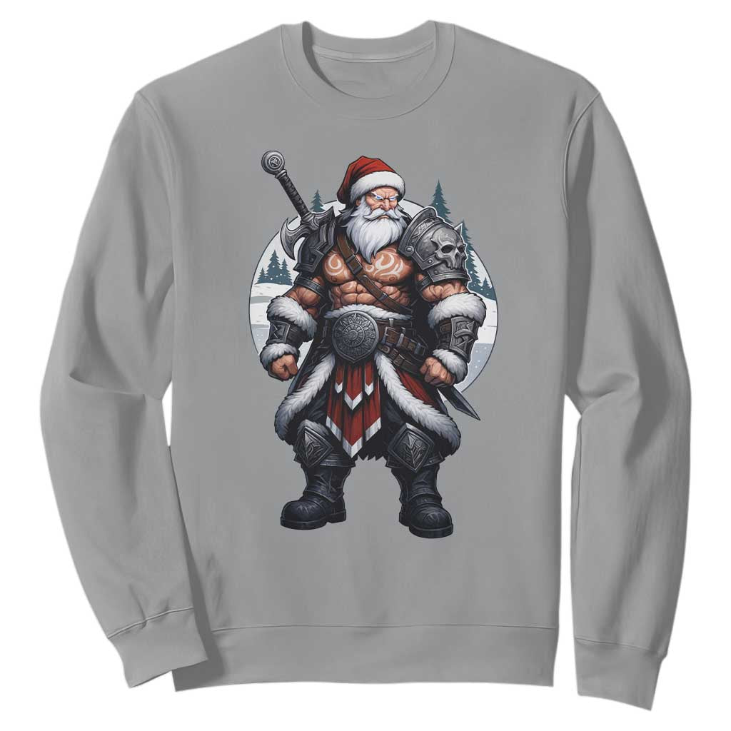 Epic Viking Santa Christmas Sweatshirt Barbarian Style Holiday Warrior Claus TS02 Sport Gray Print Your Wear