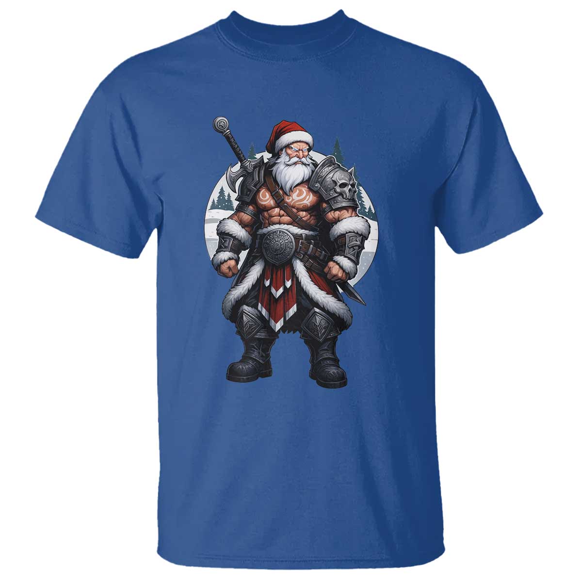 Epic Viking Santa Christmas T Shirt Barbarian Style Holiday Warrior Claus TS02 Royal Blue Print Your Wear
