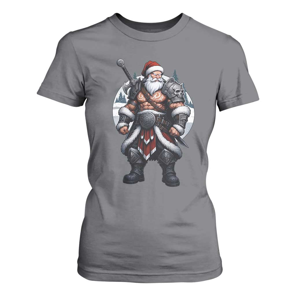 Epic Viking Santa Christmas T Shirt For Women Barbarian Style Holiday Warrior Claus TS02 Charcoal Print Your Wear