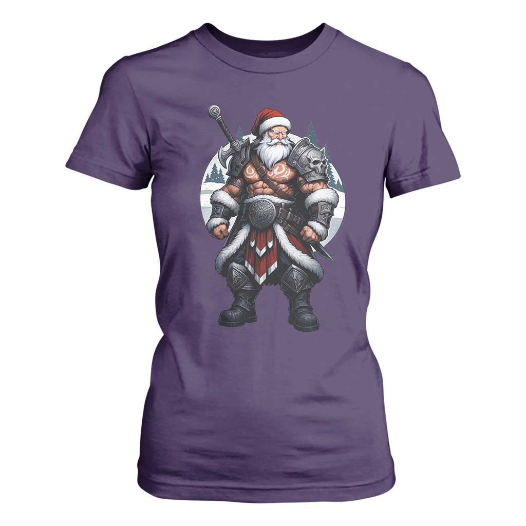 Epic Viking Santa Christmas T Shirt For Women Barbarian Style Holiday Warrior Claus TS02 Purple Print Your Wear