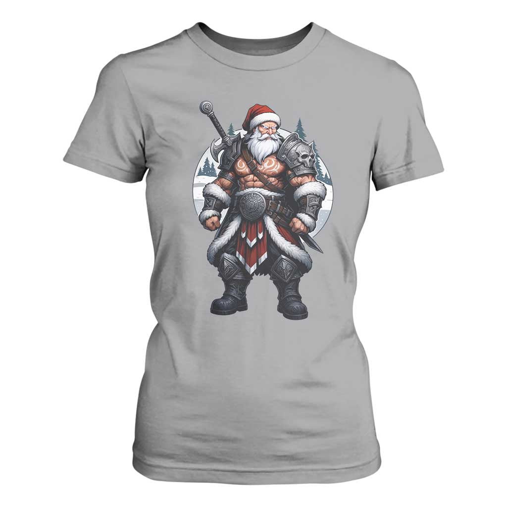 Epic Viking Santa Christmas T Shirt For Women Barbarian Style Holiday Warrior Claus TS02 Sport Gray Print Your Wear