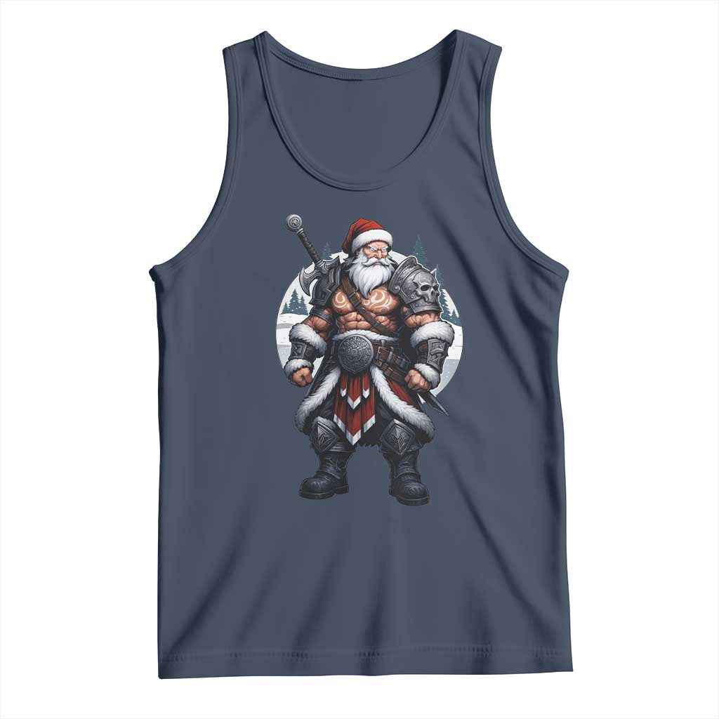 Epic Viking Santa Christmas Tank Top Barbarian Style Holiday Warrior Claus TS02 Navy Print Your Wear