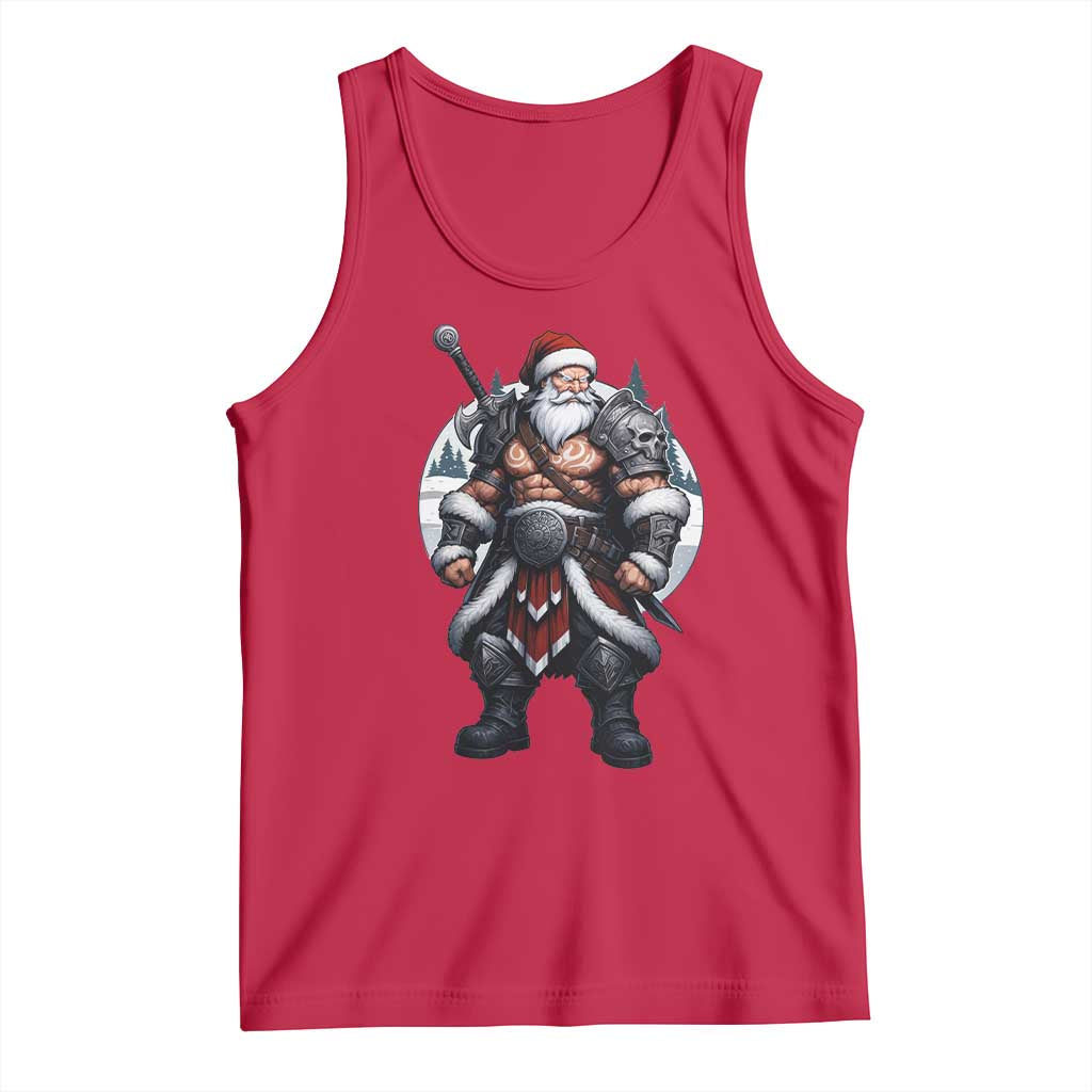 Epic Viking Santa Christmas Tank Top Barbarian Style Holiday Warrior Claus TS02 Red Print Your Wear