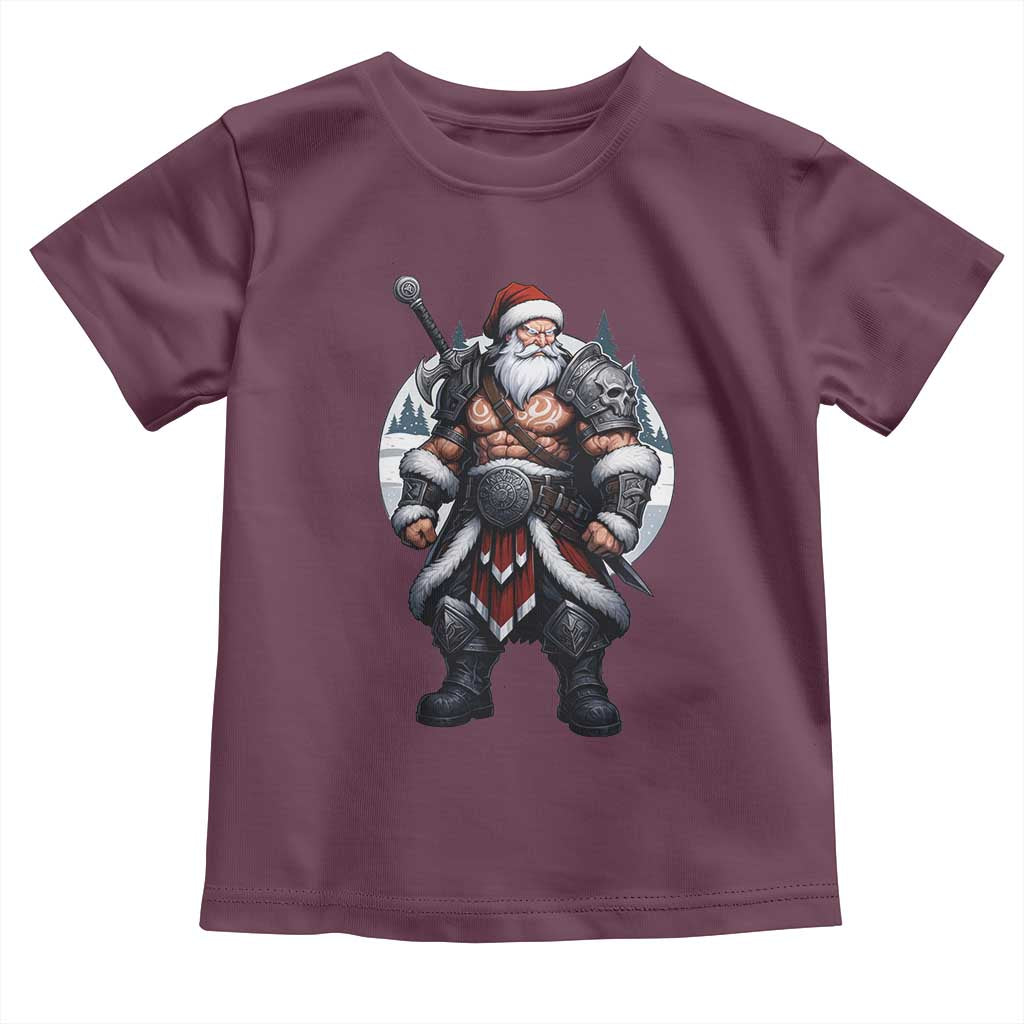 Epic Viking Santa Christmas Toddler T Shirt Barbarian Style Holiday Warrior Claus TS02 Maroon Print Your Wear