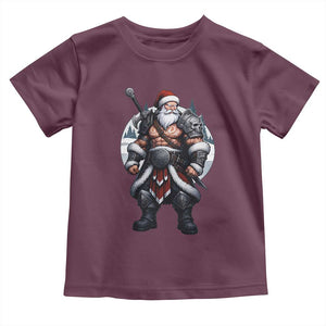 Epic Viking Santa Christmas Toddler T Shirt Barbarian Style Holiday Warrior Claus TS02 Maroon Print Your Wear