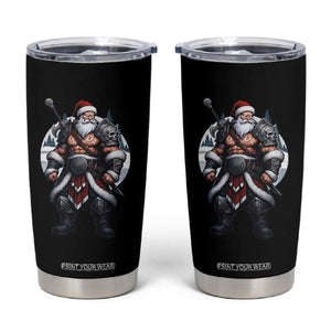 Epic Viking Santa Christmas Tumbler Cup Barbarian Style Holiday Warrior Claus TS02 Black Print Your Wear