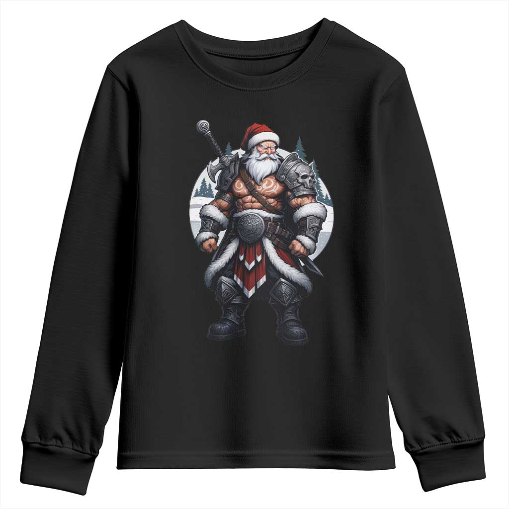 Epic Viking Santa Christmas Youth Sweatshirt Barbarian Style Holiday Warrior Claus TS02 Black Print Your Wear