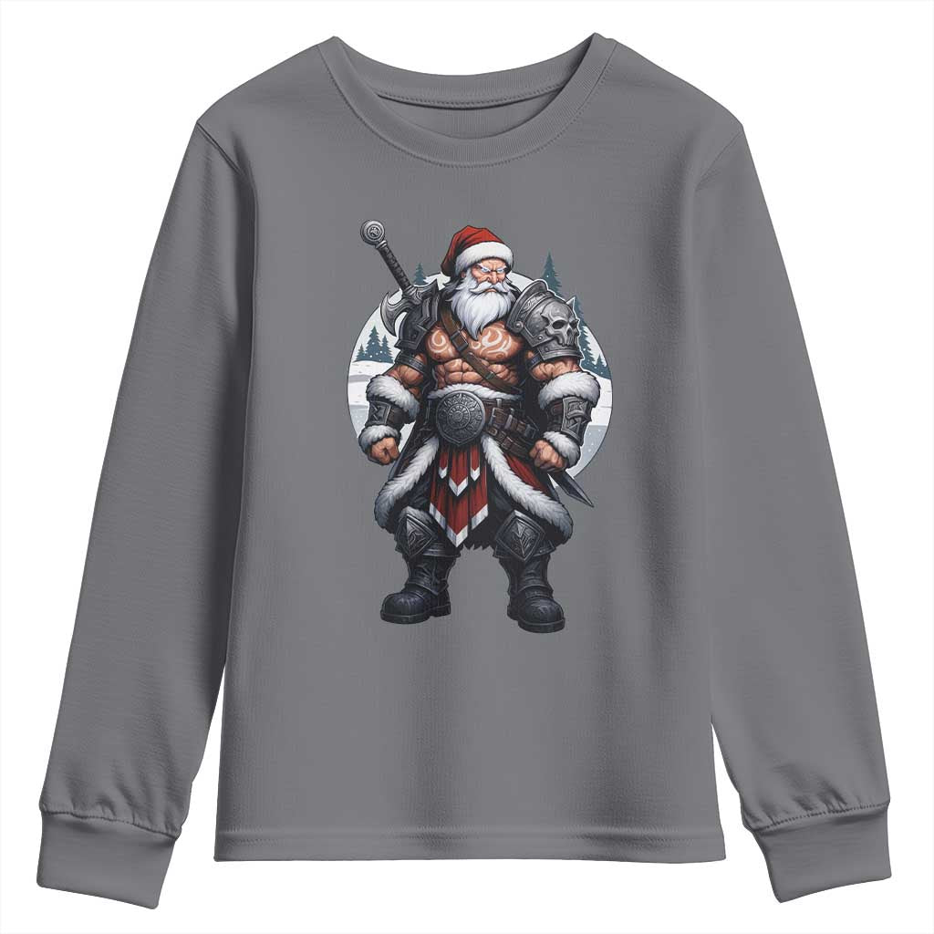 Epic Viking Santa Christmas Youth Sweatshirt Barbarian Style Holiday Warrior Claus TS02 Charcoal Print Your Wear