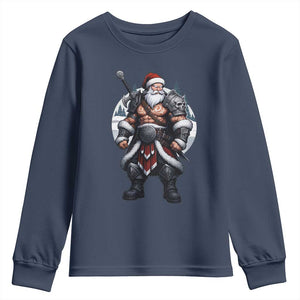 Epic Viking Santa Christmas Youth Sweatshirt Barbarian Style Holiday Warrior Claus TS02 Navy Print Your Wear