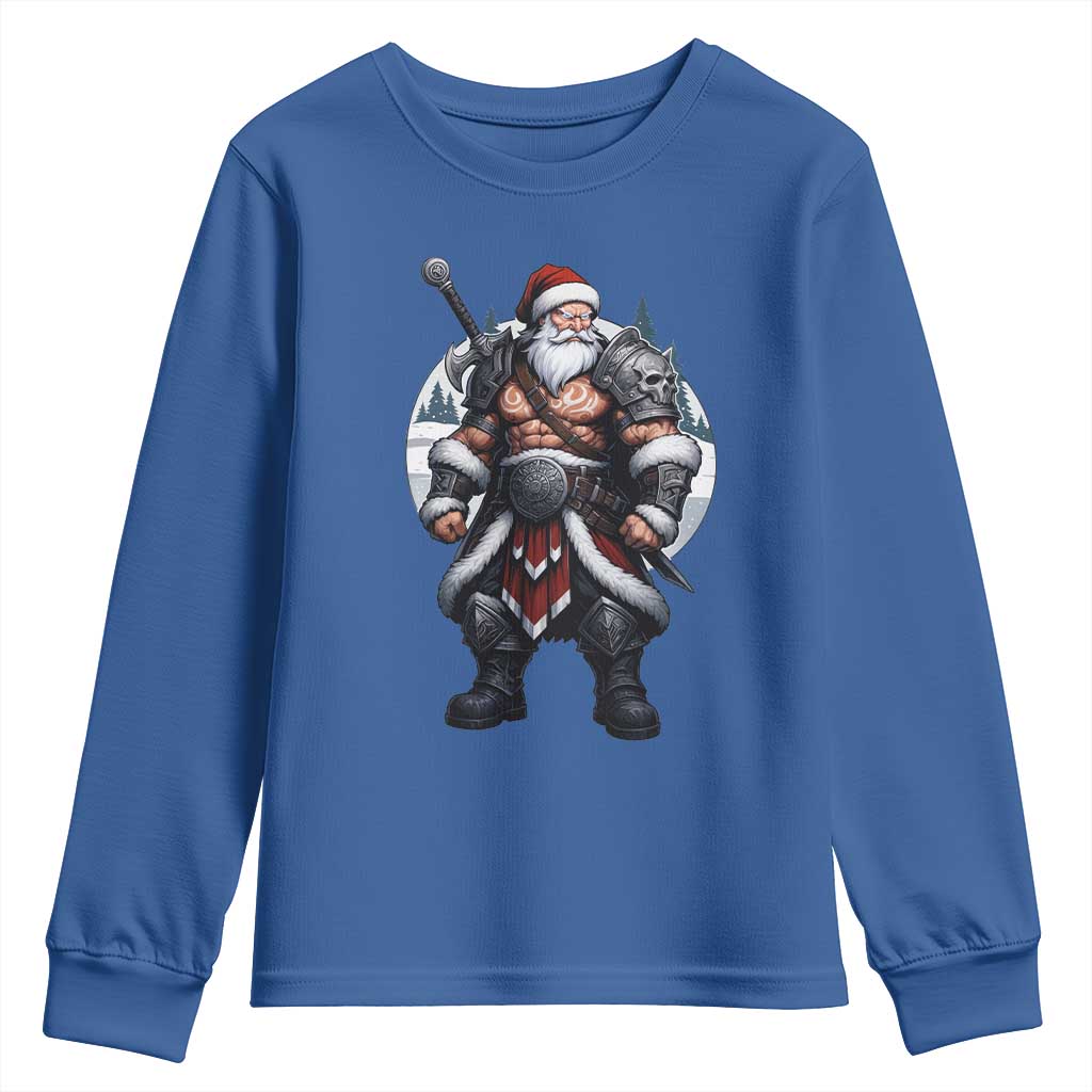 Epic Viking Santa Christmas Youth Sweatshirt Barbarian Style Holiday Warrior Claus TS02 Royal Blue Print Your Wear