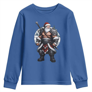 Epic Viking Santa Christmas Youth Sweatshirt Barbarian Style Holiday Warrior Claus TS02 Royal Blue Print Your Wear