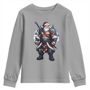 Epic Viking Santa Christmas Youth Sweatshirt Barbarian Style Holiday Warrior Claus TS02 Sport Gray Print Your Wear