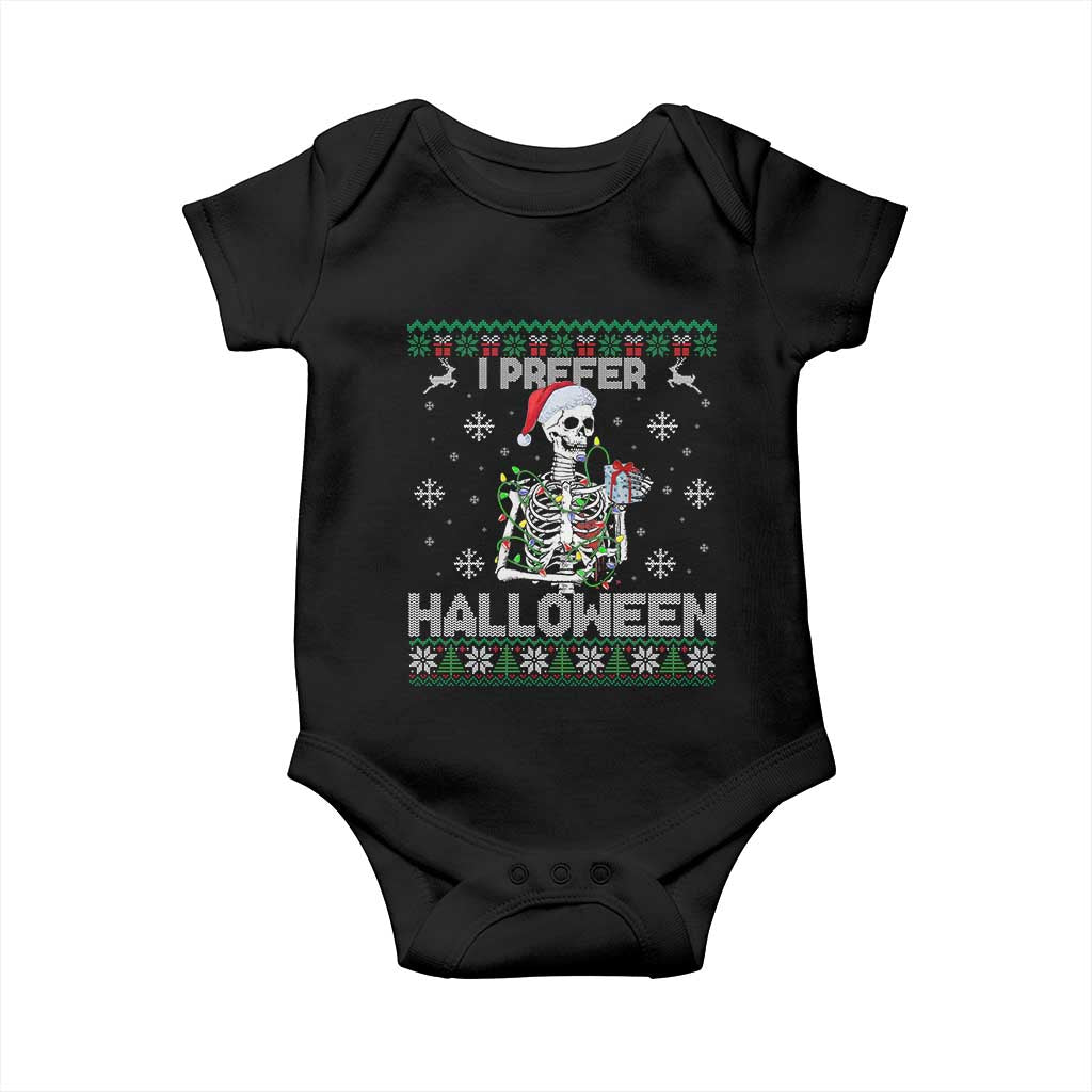 Funny Skeleton Christmas Baby Onesie I Prefer Halloween Spooky Xmas Holiday TS02 Black Print Your Wear