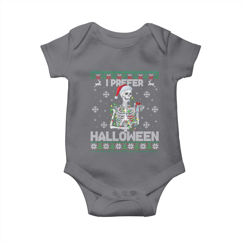 Funny Skeleton Christmas Baby Onesie I Prefer Halloween Spooky Xmas Holiday TS02 Charcoal Print Your Wear