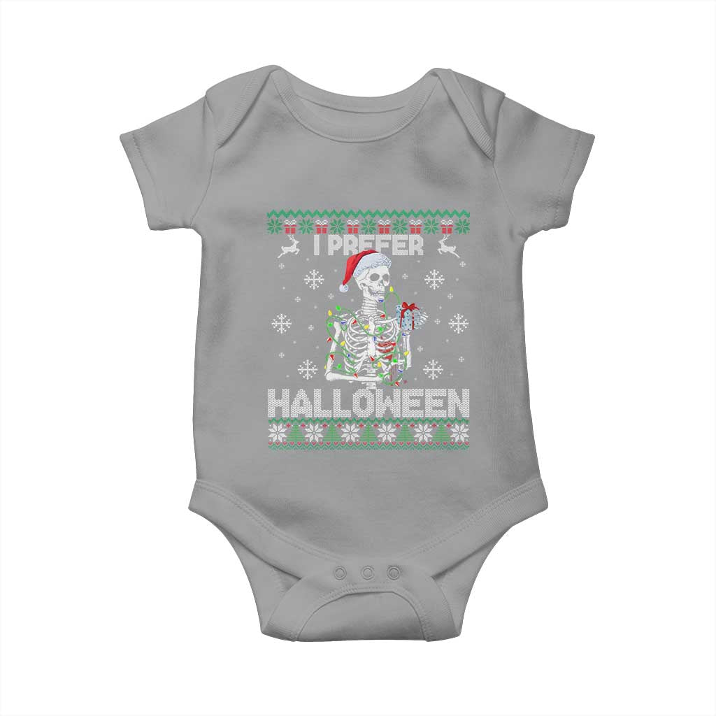 Funny Skeleton Christmas Baby Onesie I Prefer Halloween Spooky Xmas Holiday TS02 Sport Gray Print Your Wear