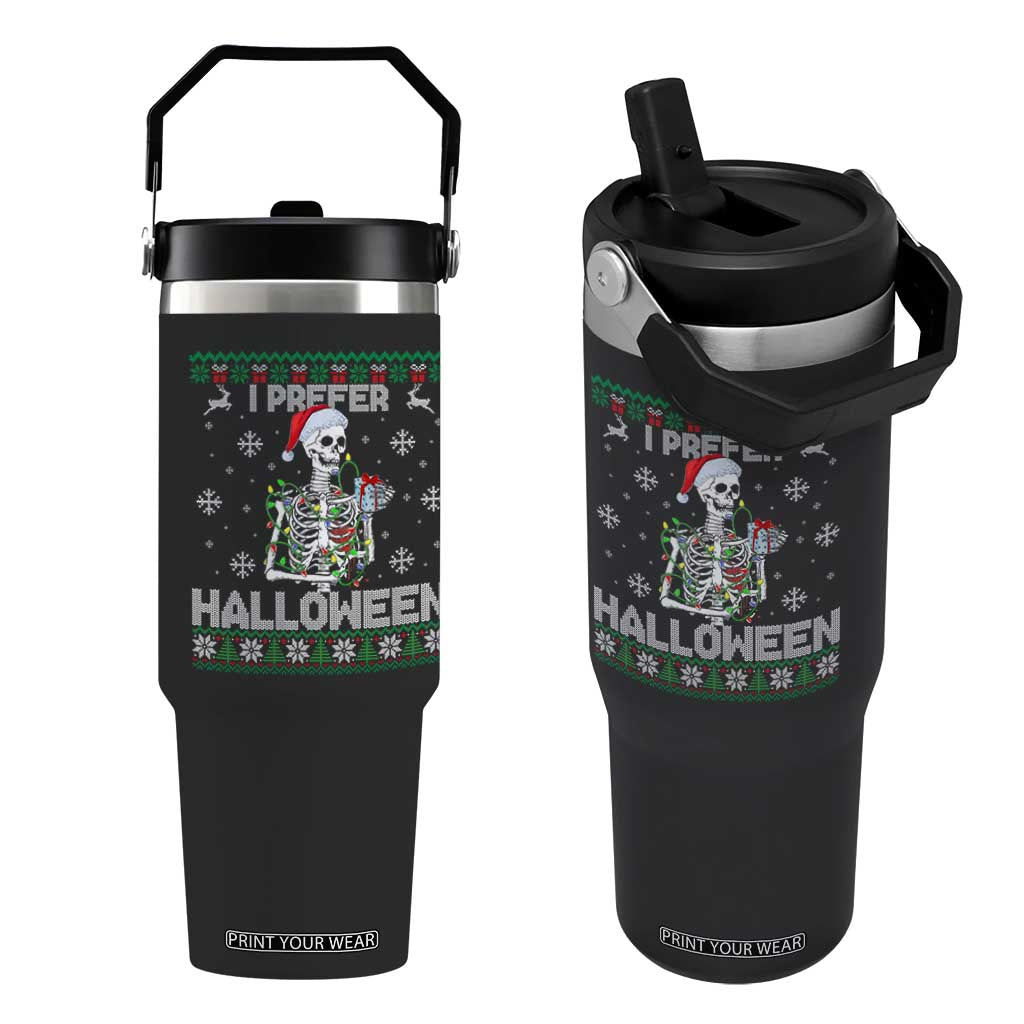 Funny Skeleton Christmas Flip Straw Tumbler I Prefer Halloween Spooky Xmas Holiday TS02 One Size: 30 oz Black Print Your Wear