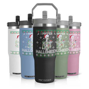 Funny Skeleton Christmas Flip Straw Tumbler I Prefer Halloween Spooky Xmas Holiday TS02 Print Your Wear