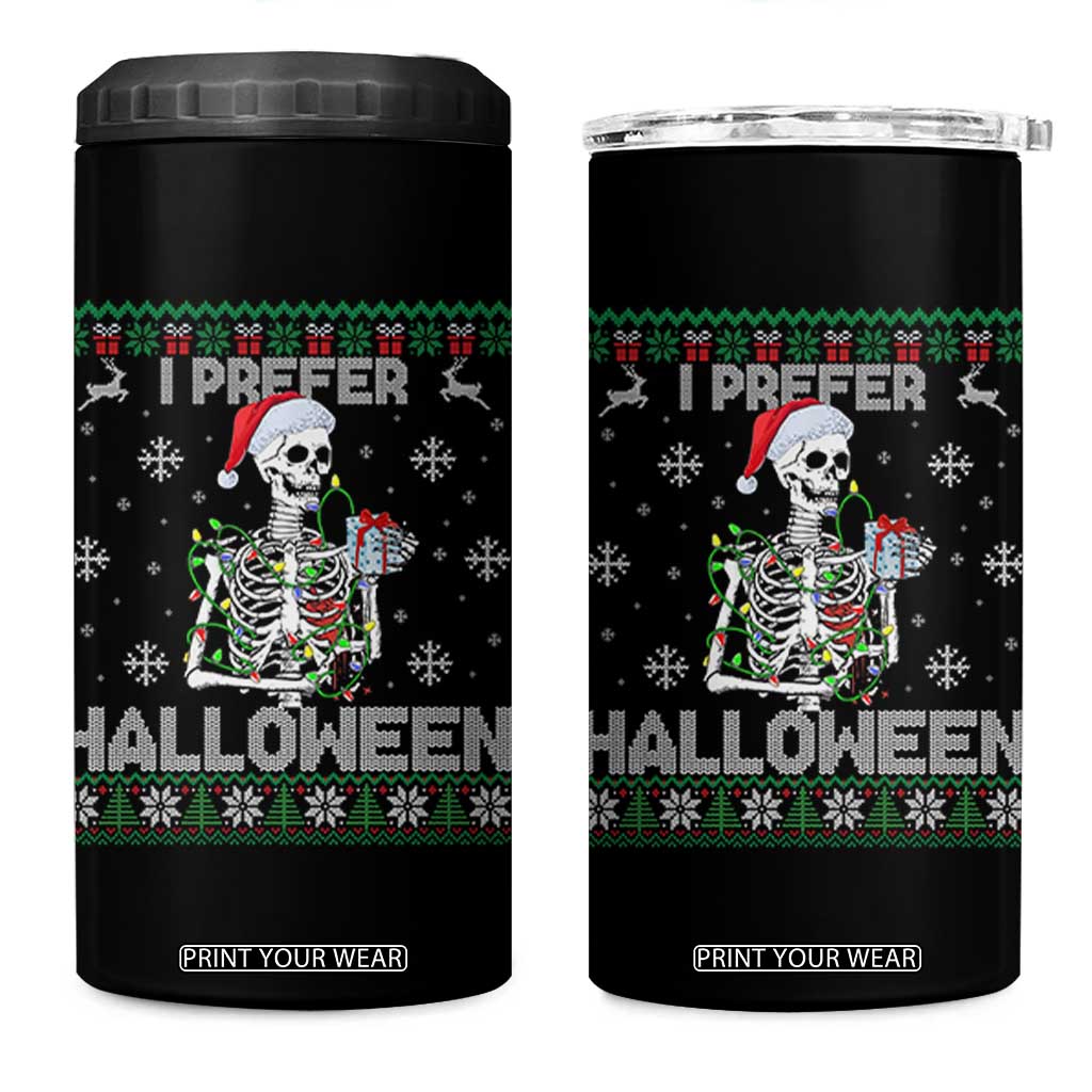 Funny Skeleton Christmas 4 in 1 Can Cooler Tumbler I Prefer Halloween Spooky Xmas Holiday TS02 One Size: 16 oz Black Print Your Wear