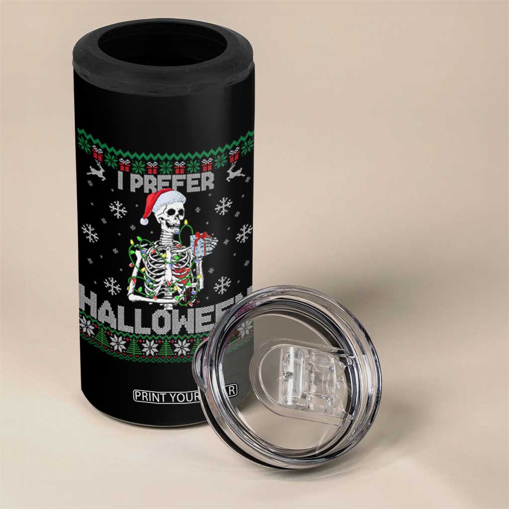 Funny Skeleton Christmas 4 in 1 Can Cooler Tumbler I Prefer Halloween Spooky Xmas Holiday TS02 Print Your Wear