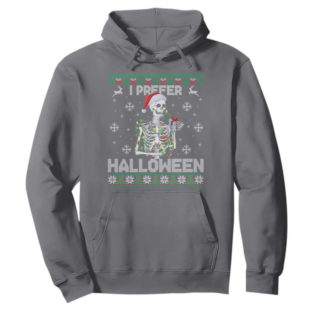 Funny Skeleton Christmas Hoodie I Prefer Halloween Spooky Xmas Holiday TS02 Charcoal Print Your Wear